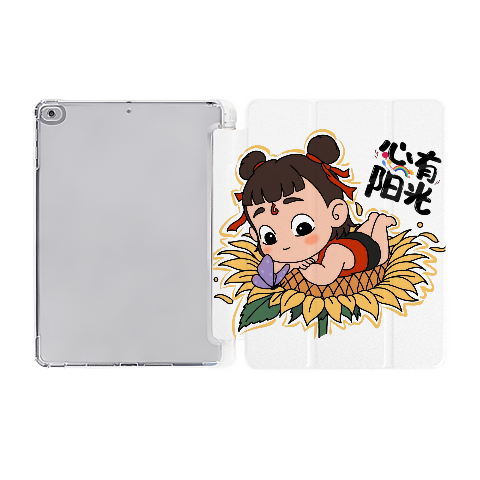 Ne Zha 2 ナタ 魔童の大暴れ IPad ケース ペン収納付き 三つ折りスタンド PUレザー×シリコン 対応機種9.5/10.5/10.9インチ